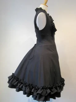 Robe JSK gothique Lolita Jupes lolita noires à lacets à lacets noirs Déguisements Halloween