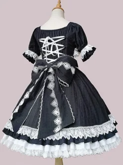 Robe Lolita Classique Coton Sans Manches Robes Lolita Noires