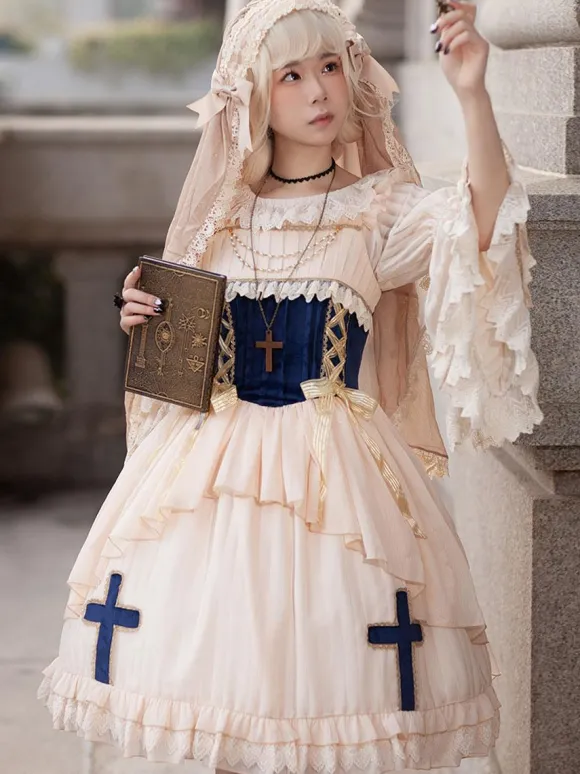Robe Lolita Classique Mousseline Sans Manches Robes Lolita Abricot