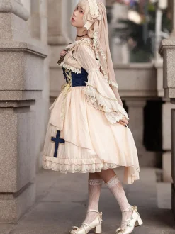 Robe Lolita Classique Mousseline Sans Manches Robes Lolita Abricot