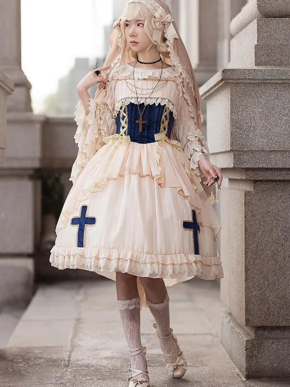 Robe Lolita Classique Mousseline Sans Manches Robes Lolita Abricot