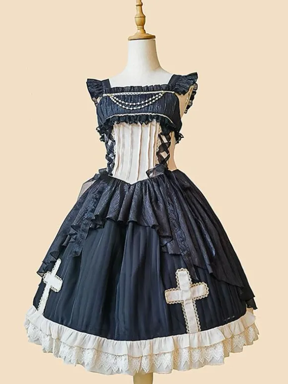 Robe Lolita Classique Mousseline Sans Manches Robes Lolita Abricot