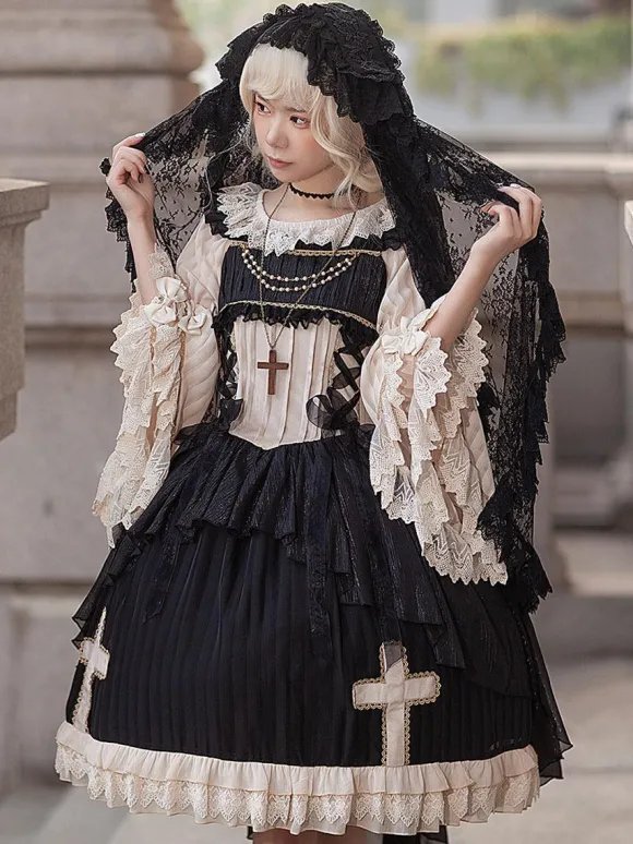 Robe Lolita Classique Mousseline Sans Manches Robes Lolita Abricot