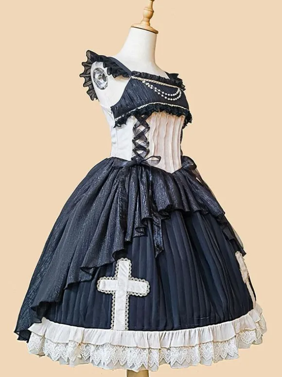 Robe Lolita Classique Mousseline Sans Manches Robes Lolita Abricot