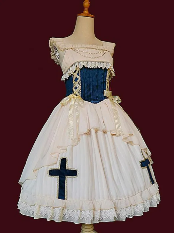 Robe Lolita Classique Mousseline Sans Manches Robes Lolita Abricot