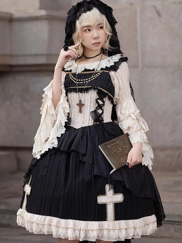 Robe Lolita Classique Mousseline Sans Manches Robes Lolita Abricot