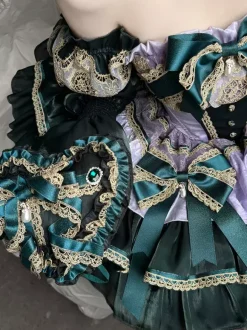 Robe Lolita classique sans bretelles avec n艙ud en dentelle robe Lolita de style victorien verte