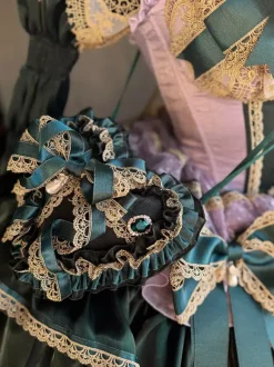 Robe Lolita classique sans bretelles avec n艙ud en dentelle robe Lolita de style victorien verte