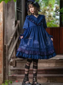 Robe Lolita Classique Velours Manches Longues Robes Lolita Noires