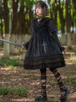 Robe Lolita Classique Velours Manches Longues Robes Lolita Noires