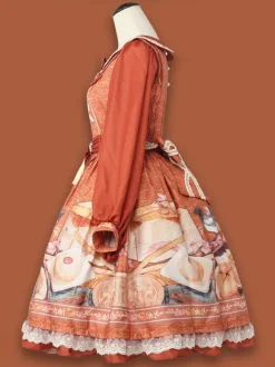 Robe Lolita De Style Chinois N艙uds Manches Longues Imprimé Floral