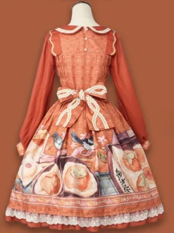 Robe Lolita De Style Chinois N艙uds Manches Longues Imprimé Floral