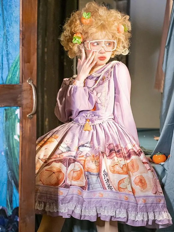 Robe Lolita De Style Chinois N艙uds Manches Longues Imprimé Floral