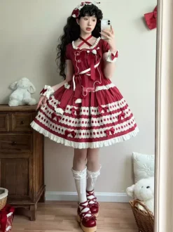 Robe Lolita douce bleu ciel clair manches courtes volants tenue décontractée en polyester style kawaii