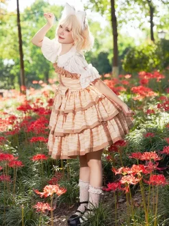 Robe Lolita douce en polyester sans manches avec n艙uds Robe Lolita de conte de fées