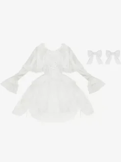Robe Lolita douce en polyester blanc à manches longues pour mariage