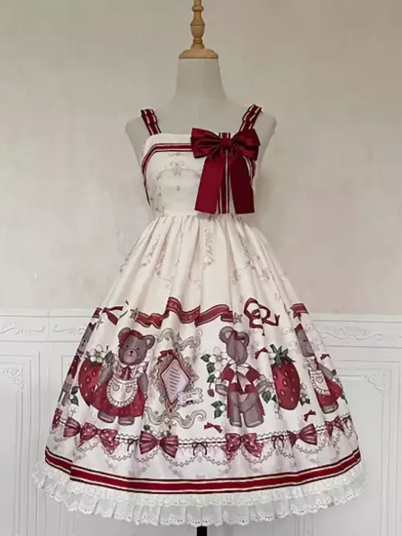 Robe Lolita Douce Robe Lolita de Noël Sans Manches en Polyester