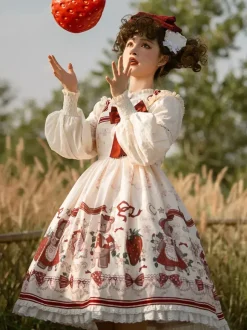 Robe Lolita Douce Robe Lolita de Noël Sans Manches en Polyester