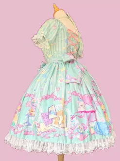 Robe Lolita douce sans manches à n艙uds robe jaune féerique
