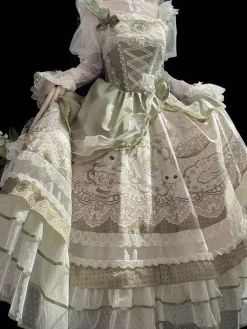 Robe Lolita douce sans manches jupe pull perles costume de fête classique de conte de fées tissu satiné mode Kawaii