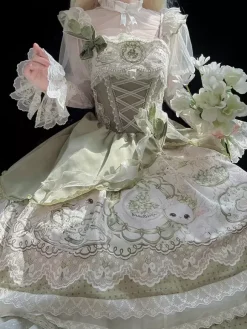 Robe Lolita douce sans manches jupe pull perles costume de fête classique de conte de fées tissu satiné mode Kawaii