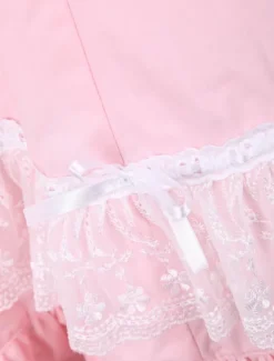 Robe lolita en coton rose avec noeud de col roulé Déguisements Halloween