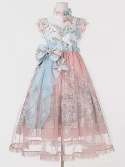 Robe Lolita JSK rose mignonne et décontractée style princesse kawaii à volants et à plusieurs niveaux