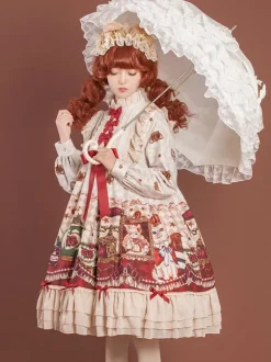Robe Lolita Mignonne Robe Imprimée À Manches Longues