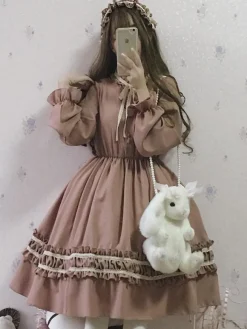 Robe Lolita OP Classique Blanc Noir Robe Simple Lolita Une Pièce Robe