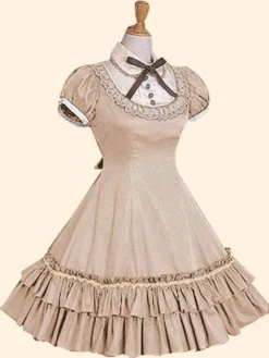 Robe lolita séduisante en popeline douse col montant Déguisements Halloween