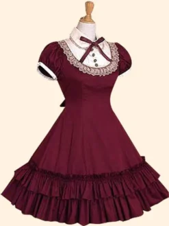 Robe lolita séduisante en popeline douse col montant Déguisements Halloween