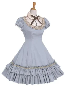 Robe lolita séduisante en popeline douse col montant Déguisements Halloween
