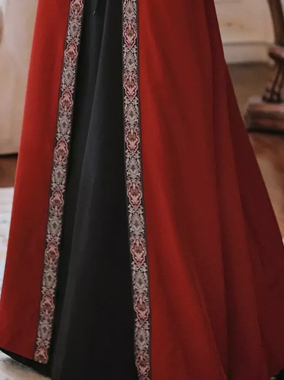 Robe longue à lacets avec ceinture et costume médiéval rétro pour femme Bourgogne