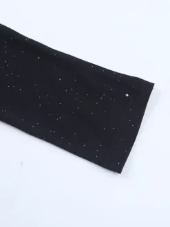 Robe longue asymétrique à paillettes pour femme - Robe noire scintillante fendue jusqu'en haut coupe ajustée - Tenues de gala et de bal de printemps 2026