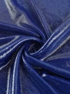 Robe longue asymétrique métallisée pour femme - Robe bleu roi froncée à fente haute et coupe ajustée - Tenue de cocktail printemps 2026