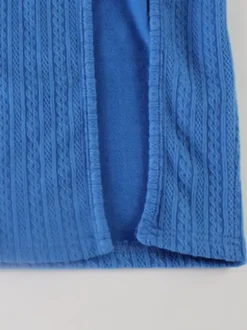 Robe longue bleue à bretelles spaghetti et fente haute pour femme - Robe moulante sexy - Idéale pour les vacances d'été à la plage 2026