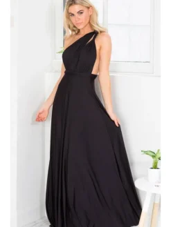 Robe longue convertible sans manches pour femme - Robe dos nu unie multi-positions - Robe de demoiselle d'honneur pour mariage d'été à la plage 2026