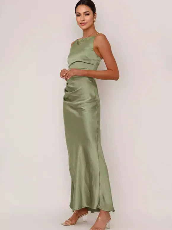 Robe longue fendue rose pâle dos nu robe de soirée pour femme 2026
