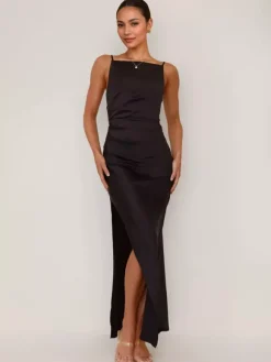 Robe longue fendue rose pâle dos nu robe de soirée pour femme 2026