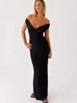 Robe longue moulante à épaules dénudées pour femme - Robe sirène texturée dos nu - Idéale pour une soirée d'été ou un mariage (collection 2026)
