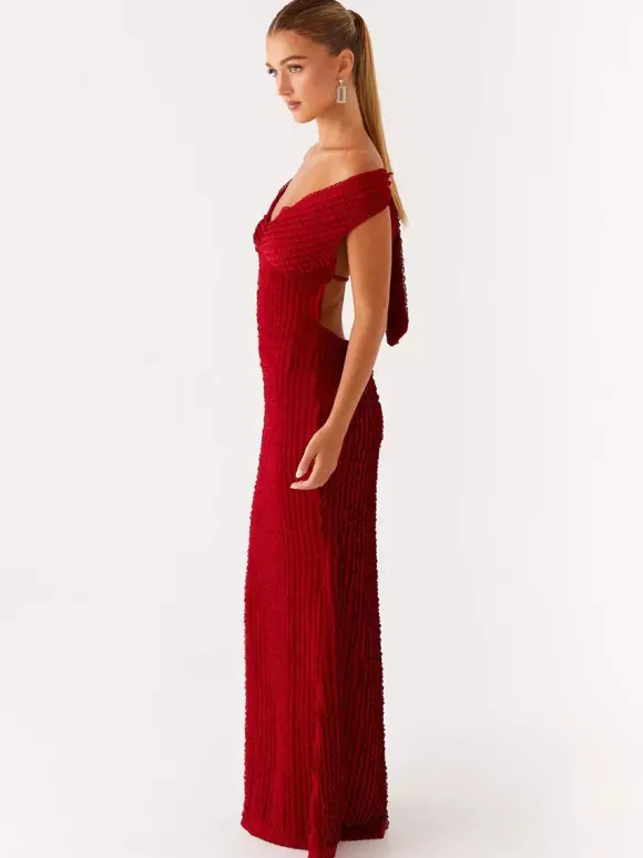 Robe longue moulante à épaules dénudées pour femme - Robe sirène texturée dos nu - Idéale pour une soirée d'été ou un mariage (collection 2026)