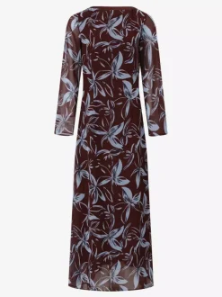 Robe longue moulante rétro à manches longues et imprimé floral coupe ajustée collection 2026