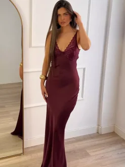 Robe longue sexy abricot sans manches à col en V pour femme Daily Dresses