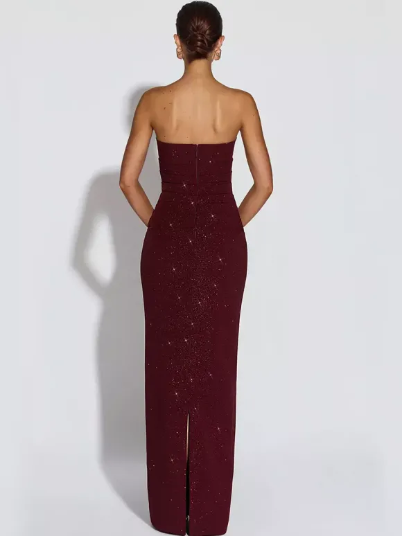 Robe longue tube à paillettes pour femme - Robe moulante dos nu sexy avec foulard - Tenue de soirée d'été 2026