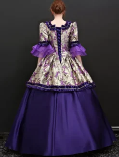 Robe médiévale Robe Rococo Robe Marie Antoinette Opéra Costume Vintage baroque Tissu de satin de Carnaval Déguisements Halloween