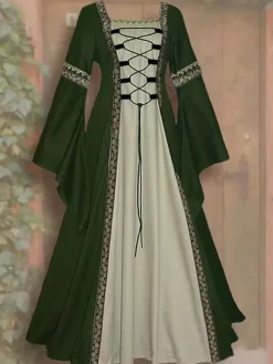 robe 18ème siècle à Jupe Échevelée Lacée 4 Couleurs Disponibles