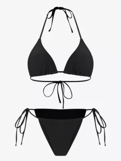 Robe midi de plage à manches longues en résille avec ensemble bikini dos nu assorti