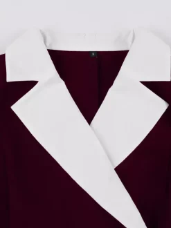 Robe midi élégante à revers rétro et boutons latéraux coupe ajustée et évasée pour femme (collection 2026)