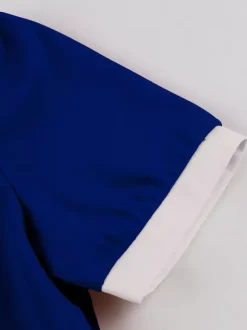 Robe midi rétro à revers contrastés et boutons coupe évasée pour femme 2026