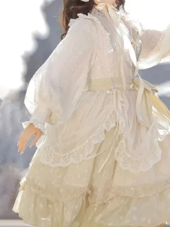 Robe Mignonne Lolita Robe À Manches Longues Volant En Polyester